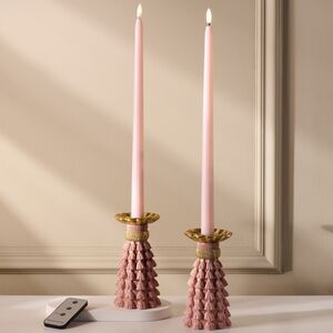 Столовая светодиодная свеча с имитацией пламени Romance 38 см светло-розовая, 2 шт с пультом, таймер, на батарейках Koopman (Купман) фото 4