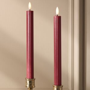 Столовая светодиодная свеча с имитацией пламени Softness 25 см бордовая, 2 шт с пультом, таймер, на батарейках Koopman (Купман) фото 2
