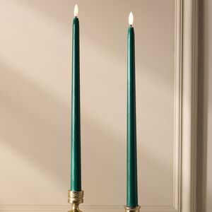 Столовая светодиодная свеча с имитацией пламени Romance 38 см темно-зеленая, 2 шт с пультом, таймер, на батарейках Koopman (Купман) фото 2