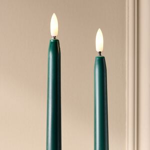 Столовая светодиодная свеча с имитацией пламени Romance 38 см темно-зеленая, 2 шт с пультом, таймер, на батарейках Koopman (Купман) фото 3
