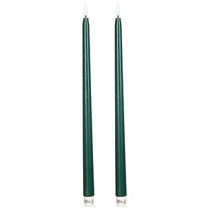 Столовая светодиодная свеча с имитацией пламени Romance 38 см темно-зеленая, 2 шт с пультом, таймер, на батарейках