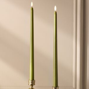 Столовая светодиодная свеча с имитацией пламени Романтика 38 см оливковая, 2 шт с пультом, таймер, на батарейках Koopman (Купман) фото 2