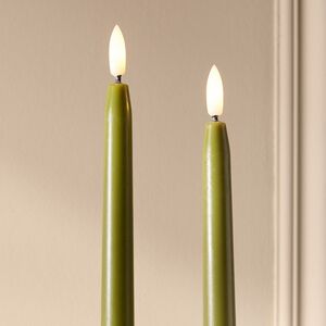 Столовая светодиодная свеча с имитацией пламени Романтика 38 см оливковая, 2 шт с пультом, таймер, на батарейках Koopman (Купман) фото 3