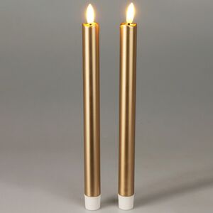 Столовая светодиодная свеча с имитацией пламени Sunrise 25 см золотая, 2 шт с пультом, таймер, на батарейках (Koopman, Нидерланды). Артикул: AWL101440