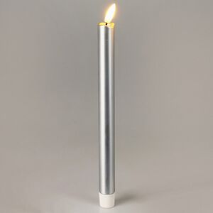 Столовая светодиодная свеча с имитацией пламени Sunrise 25 см серебряная, 2 шт с пультом, таймер, на батарейках Koopman (Купман) фото 4