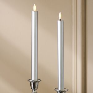 Столовая светодиодная свеча с имитацией пламени Sunrise 25 см серебряная, 2 шт с пультом, таймер, на батарейках Koopman (Купман) фото 2