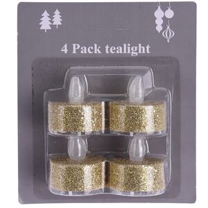 Чайная светодиодная свеча Грэйс золотая 4 шт на батарейках (Koopman, Нидерланды). Артикул: AWR120000