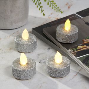 Чайная светодиодная свеча Грэйс серебряная 4 шт на батарейках (Koopman, Нидерланды). Артикул: AWR120010