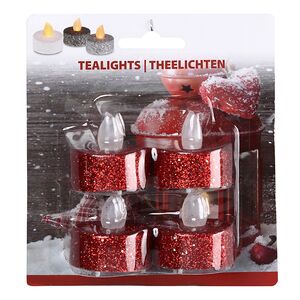 Чайная светодиодная свеча Грэйс красная 4 шт на батарейках Koopman фото 3