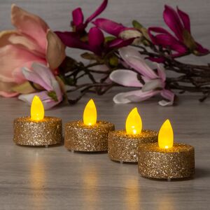 Чайная светодиодная свеча Грэйс темное золото 4 шт на батарейках (Koopman, Нидерланды). Артикул: AWR120040-2