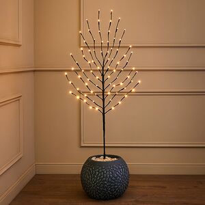 Светодиодное садовое дерево на колышке Лейтон 110 см, 80 теплых белых LED ламп, на батарейках, таймер, IP44
