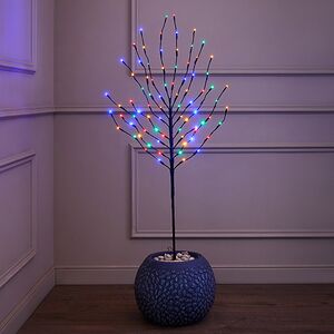Светодиодное садовое дерево на колышке Лейтон 110 см, 80 разноцветных LED ламп, на батарейках, таймер, IP44