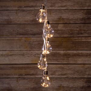 Гирлянда-гроздь из Ретро лампочек 70 см, 5 ламп с теплым белым LED светом, батарейки, IP20 (Koopman, Нидерланды). Артикул: AX3001100