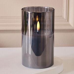 Светодиодная свеча с имитацией пламени Тотнес 12.5 см дымчатая, стекло, на батарейках, таймер