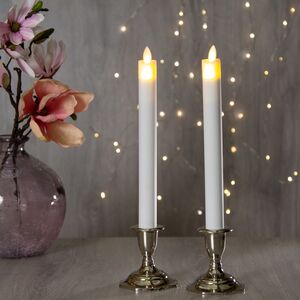 Столовая светодиодная свеча Живое Пламя восковая 23 см белая, на батарейках (Koopman, Нидерланды). Артикул: AX5398940