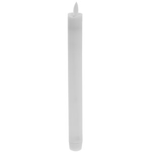 Столовая светодиодная свеча Живое Пламя восковая 23 см белая, на батарейках Koopman фото 2
