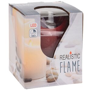 Светильник свеча восковая Живое Пламя 10*7.5 см красная, на батарейках Koopman фото 4