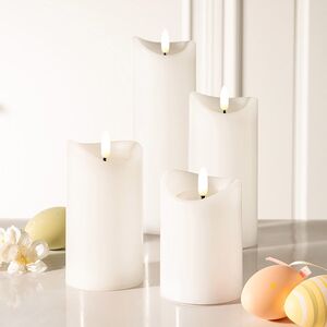 Светодиодная свеча с имитацией пламени Кертон, белая восковая, на батарейках, таймер