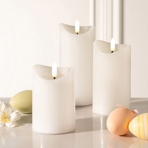 Светодиодная свеча с имитацией пламени Кертон 15 см, белая восковая, на батарейках, таймер Koopman (Купман) фото 5