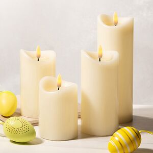 Светодиодная свеча с имитацией пламени Кертон 20 см, слоновая кость, на батарейках, таймер Koopman (Купман) фото 4