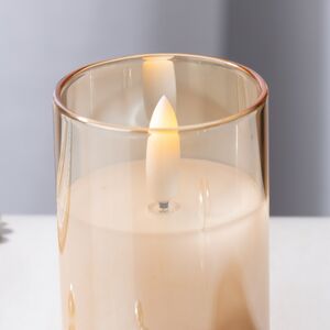 Светодиодная свеча с имитацией пламени Матфен 7 см янтарная, стекло, на батарейках, таймер Koopman (Купман) фото 2