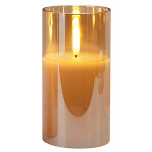Светодиодная свеча с имитацией пламени Матфен 15 см янтарная, стекло, на батарейках, таймер