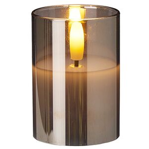 Светодиодная свеча с имитацией пламени Матфен 7 см дымчатая, стекло, на батарейках, таймер