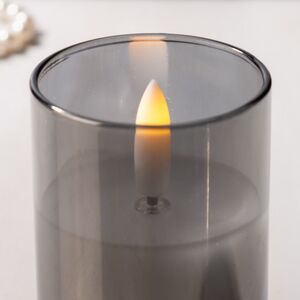 Светодиодная свеча с имитацией пламени Матфен 7 см дымчатая, стекло, на батарейках, таймер Koopman (Купман) фото 2