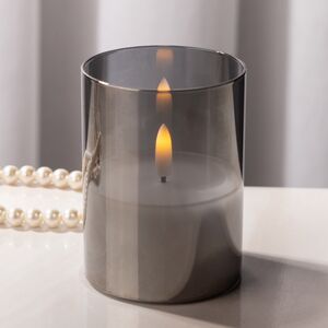 Светодиодная свеча с имитацией пламени Матфен 10 см дымчатая, стекло, на батарейках, таймер (Koopman, Нидерланды). Артикул: AX5439160