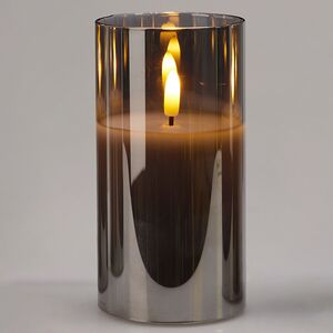 Светодиодная свеча с имитацией пламени Матфен 15 см дымчатая, стекло, на батарейках, таймер