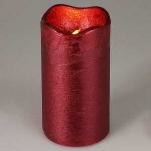 Светодиодная свеча Romanzo 13 см красный металлик, мерцающее пламя, на батарейках, таймер