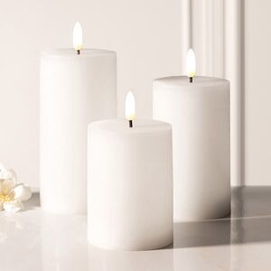 Светодиодная восковая свеча Rustic 15 см белая, мерцающее пламя, на батарейках, таймер