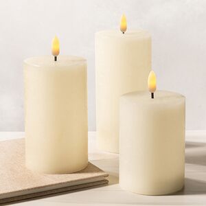 Набор светодиодных восковых свечей Рустик 10-15 см слоновая кость, мерцающее пламя, 3 шт, на батарейках, таймер Koopman (Купман) фото 4