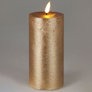Светодиодная восковая свеча Rustic 15 см золотая, мерцающее пламя, на батарейках, таймер