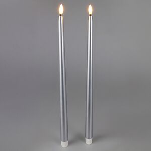 Столовая светодиодная свеча Abington 28 см серебряная, 2 шт с пультом, таймер, на батарейках