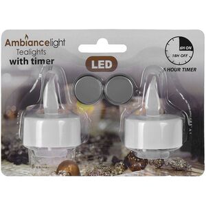 Чайная светодиодная свеча Classic 2 шт, таймер, на батарейках (Koopman, Голландия). Артикул: AX5999900