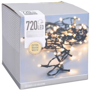 Светодиодная гирлянда Koopman Comfort Steady 54 м, 720 экстра теплых белых LED ламп, зеленый ПВХ, IP44