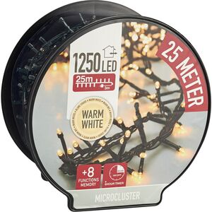 Гирлянда на катушке Koopman Snake Comfort Basic 25 м, 1250 теплых белых LED ламп, зеленый ПВХ, контроллер, таймер, IP44