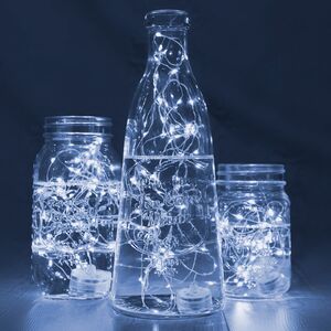 Светодиодная гирлянда Роса Oasis с батареечным блоком-свечой, 1 м, 20 холодных белых LED, серебряная проволока (Koopman, Голландия). Артикул: AX8701310-2