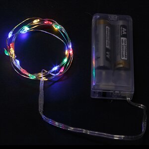 Светодиодная гирлянда Капельки на батарейках 20 разноцветных мини LED ламп 1 м, серебряная проволока, IP20 Koopman фото 2