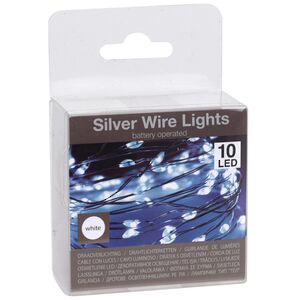 Светодиодная гирлянда Капельки на батарейках 1 м, 10 холодных белых мини Led ламп, серебряная проволока, IP20 Koopman (Купман) фото 2