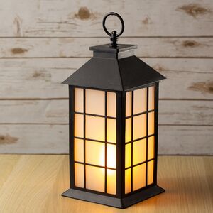 Декоративный фонарь с имитацией пламени Асгард 28 см черный в клеточку, на батарейках (Koopman, Нидерланды). Артикул: AXP100210-1