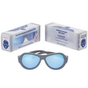 Детские солнцезащитные очки Babiators Original Aviator. Синяя сталь, 3-5 лет, зеркальные линзы Babiators фото 4
