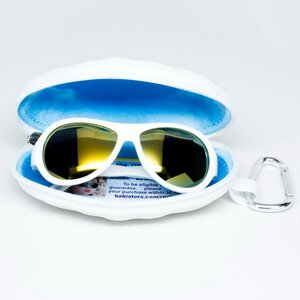 Детские солнцезащитные очки Babiators Polarized. Шалун, 0-2 лет, белый, чехол Babiators фото 4