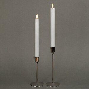 Столовая светодиодная свеча с имитацией пламени Инсендио 26 см 2 шт белая металлик, батарейка Peha фото 2