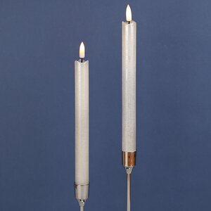 Столовая светодиодная свеча с имитацией пламени Инсендио 26 см 2 шт кремовая металлик, батарейка Peha фото 2