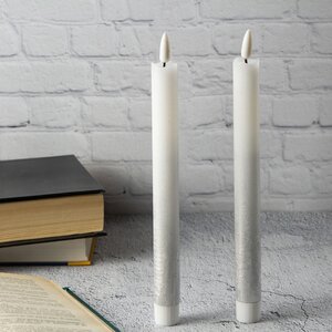 Столовая светодиодная свеча с имитацией пламени Инсендио 26 см 2 шт серебряная, батарейка Peha фото 5