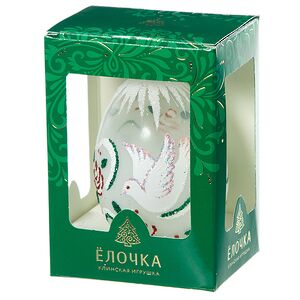 Стеклянная елочная игрушка Яйцо - Белый Голубь 8 см, подвеска Фабрика Елочка фото 2