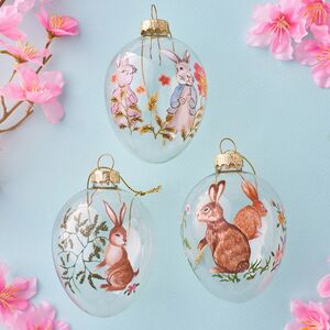 Декоративные украшения Пасхальные Яйца - Добрый Кролик 6 см, 3 шт, стекло