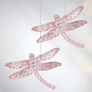 Елочная игрушка Стрекоза Эннолия 10 см, 2 шт, розовая